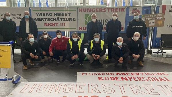 Frankfurt Havalimanı'nda işten çıkarılan işçiler açlık grevinde - Sputnik Türkiye