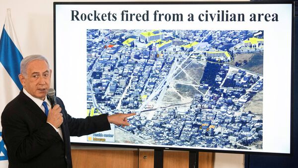 Gazze'deki Hamas ile İsrail arasında 10 Mayıs'ta başlayan savaşta 21 Mayıs'ta ateşkese girilmesinin ardından basın toplantısı düzenleyen İsrail Başbakanı Benyamin Netanyahu - Sputnik Türkiye