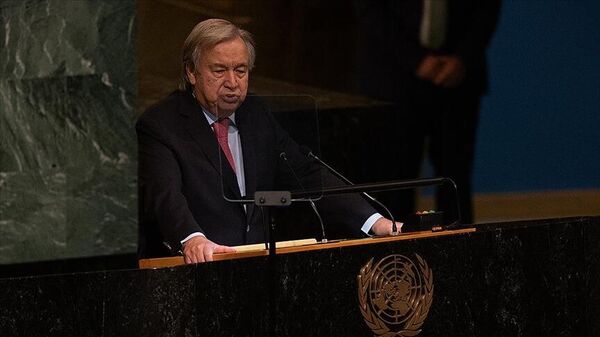 Birleşmiş Milletler'in (BM) 77. Genel Kurulu’nun açılış konuşmasını yapan BM Genel Sekreteri Antonio Guterres  - Sputnik Türkiye