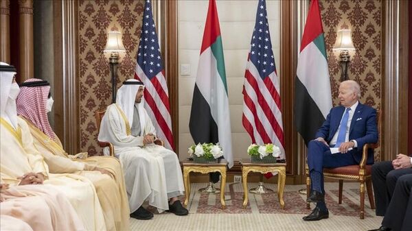 Birleşik Arap Emirlikleri (BAE) Devlet Başkanı Muhammed bin Zayid el Nahyan - ABD Başkanı Joe Biden görüşmesi - Sputnik Türkiye