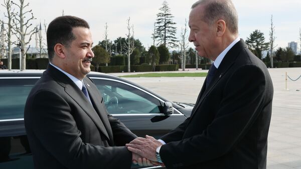 Cumhurbaşkanı Recep Tayyip Erdoğan ve  Irak Başbakanı Muhammed Şiya es-Sudani - Sputnik Türkiye