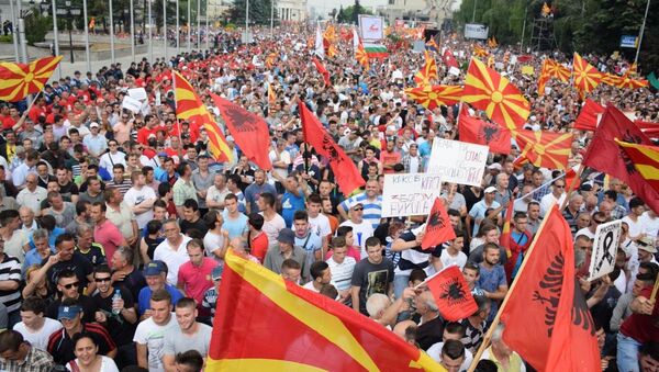 Makedonya'da hükümet karşıtı protesto - Sputnik Türkiye