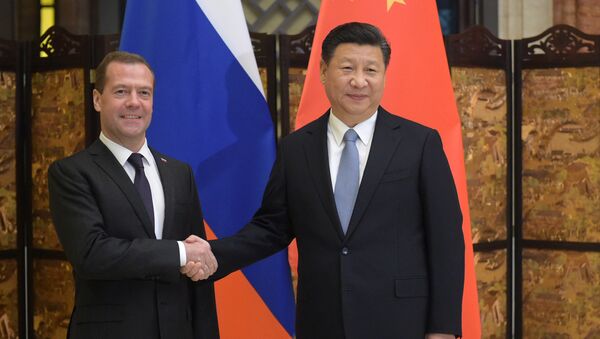 Rusya Başbakanı Dmitriy Medvedev ve Çin Devlet Başkanı Şi Cinping - Sputnik Türkiye