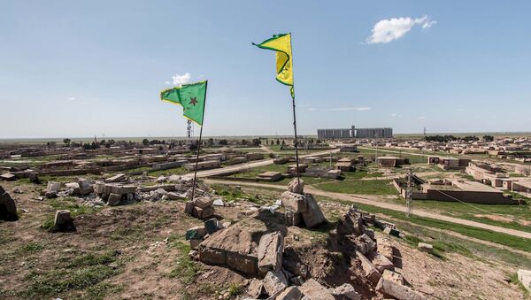 Haseke yakınlarındaki YPG bayrakları - Sputnik Türkiye