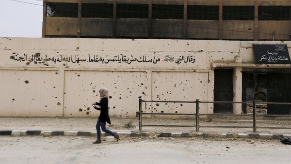 IŞİD tarafından tahrip edilen bir okul. - Sputnik Türkiye