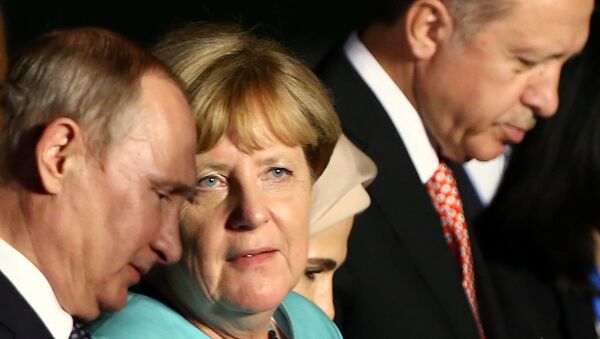 Vladimir Putin - Angela Merkel - Recep Tayyip Erdoğan - Sputnik Türkiye