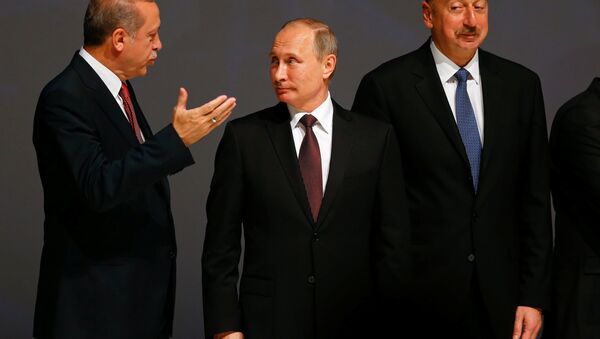 Recep Tayyip Erdoğan - Vladimir Putin - İlham Aliyev - Sputnik Türkiye