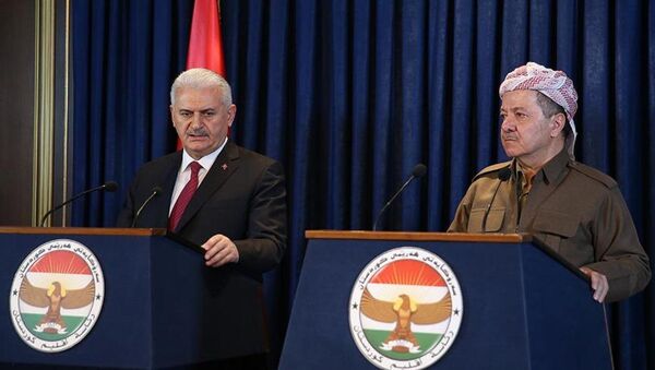 Başbakan Binali Yıldırım- Irak Kürt Bölgesel Yönetimi Başkanı (IKBY) Mesud Barzani - Sputnik Türkiye