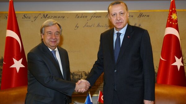 Cumhurbaşkanı Recep Tayyip Erdoğan- Birleşmiş Milletler (BM) Genel Sekreteri Antonio Guterres - Sputnik Türkiye