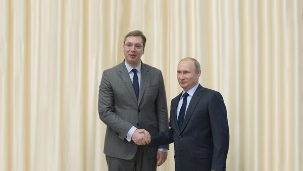 Sırbistan Başbakanı Aleksandr Vuçiç ve Rusya Devlet Başkanı Vladimir Putin - Sputnik Türkiye