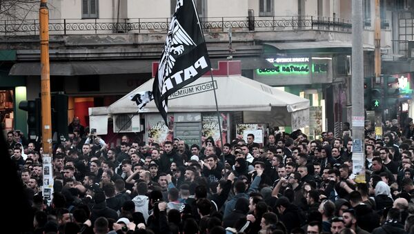 PAOK taraftarları Selanik protesto gösterisi - Sputnik Türkiye
