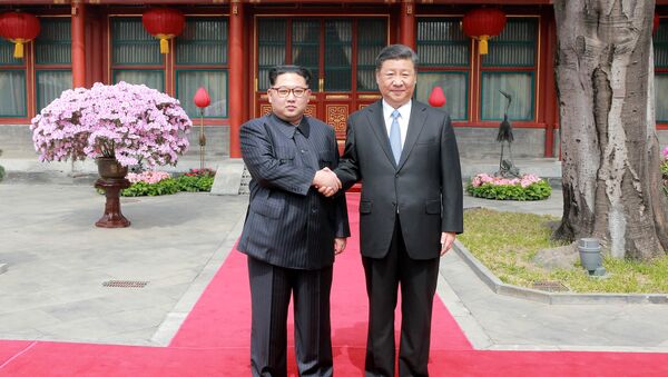 Çin Devlet Başkanı Şi Cinping- Kuzey Kore lideri Kim Jong-un - Sputnik Türkiye
