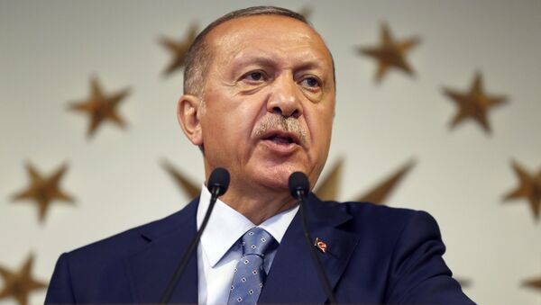 Resmi olmayan sonuçlara göre cumhurbaşkanlığı seçimini ilk turda kazanan Cumhurbaşkanı Recep Tayyip Erdoğan ilk konuşmasını yaptı - Sputnik Türkiye