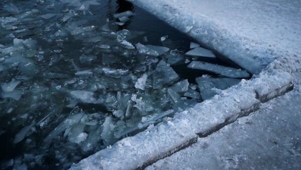 Buz yüzücüleri kulübünün havuzundaki kırık buzlar, Harbin, Çin... - Sputnik Türkiye