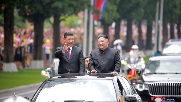 Kuzey Kore lideri Kim Jong-un ve Çin Devlet Başkanı Şi Cinping - Sputnik Türkiye