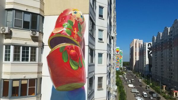Moskova bölgesindeki binalar dev graffitilerle sanat eserlerine dönüştü - Sputnik Türkiye