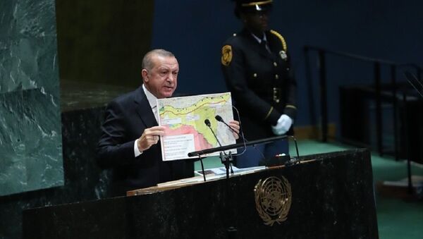 Türkiye'nin kurulmasını istediği güvenli bölgenin sınırlarını gösteren harita. - Sputnik Türkiye