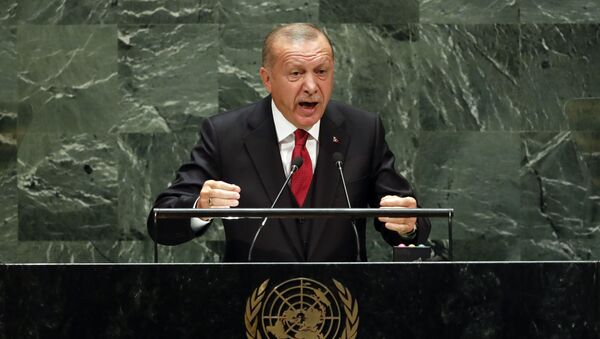 Cumhurbaşkanı Recep Tayyip Erdoğan BM Genel Kurulu'nda konuştu. - Sputnik Türkiye