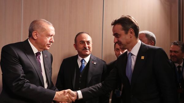 Yunanistan Başbakanı Kiriakos Miçotakis, Cumhurbaşkanı Erdoğan - Sputnik Türkiye