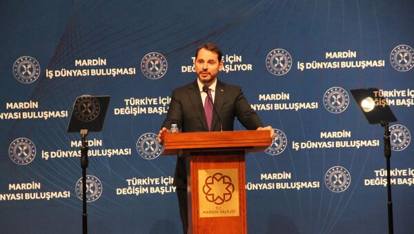 Hazine ve Maliye Bakanı Berat Albayrak, Mardin Atatürk Kültür Merkezi'nde düzenlenen Mardin İş Dünyası ile Buluşma programında konuştu. - Sputnik Türkiye