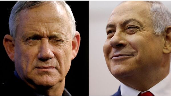 Benyamin Netanyahu ile Mavi-Beyaz İttifakı lideri Benny Gantz - Sputnik Türkiye